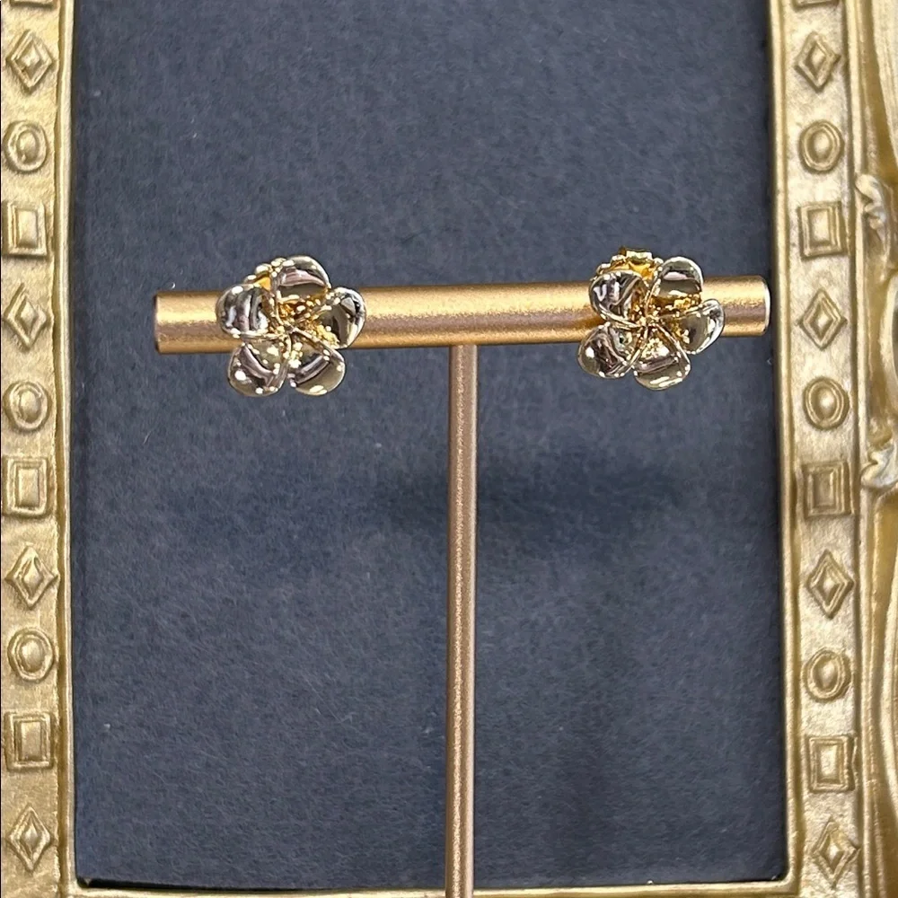Gold Floral Knot Stud Earrings